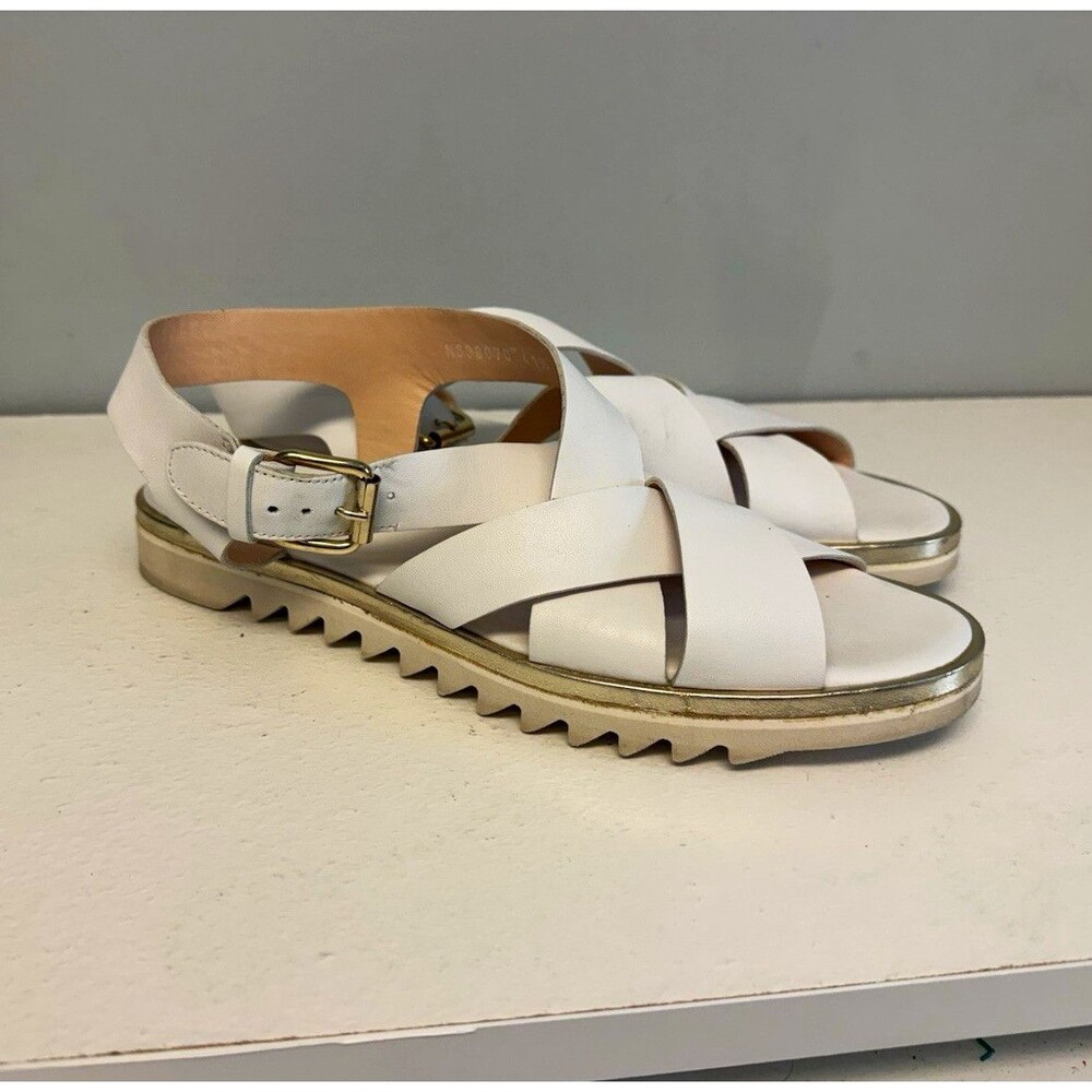 AGL Attilio Giusti Leombruni White Leather Sandals Size EU 41.5 / US 11 - 11.5
